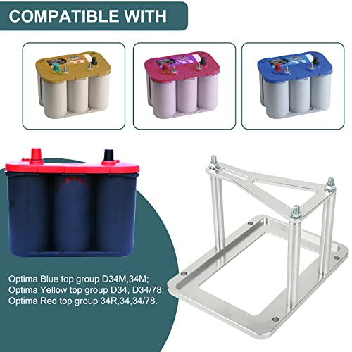 Universal Aluminum Billet Battery Tray Hold Down Trunk Relocation Box Optima Race Racing Mount For Red Top(34 34R 34/78) Yellow Top(D34 D34551181/78) Blue Top(34M D34M) #TOP3