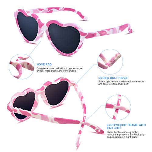 DEAFRAIN Baby Heart Sunglasses with Strap Adjustable Toddler for Age 0-4 UV Protection4