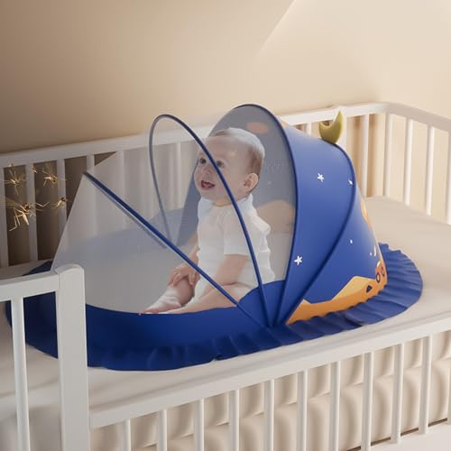 Mosquitera para bebé plegable de malla transpirable compatible con cunas de viaje 3