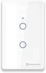 Interruptor Smart Wifi Inteligente Touch Primebras 2 Botões Branco
