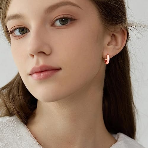 Lourny Small Hoop Earrings for Women, 18K Gold Plated Hypoallergenic Cute Enamel Huggie Earring Gifts for Women4