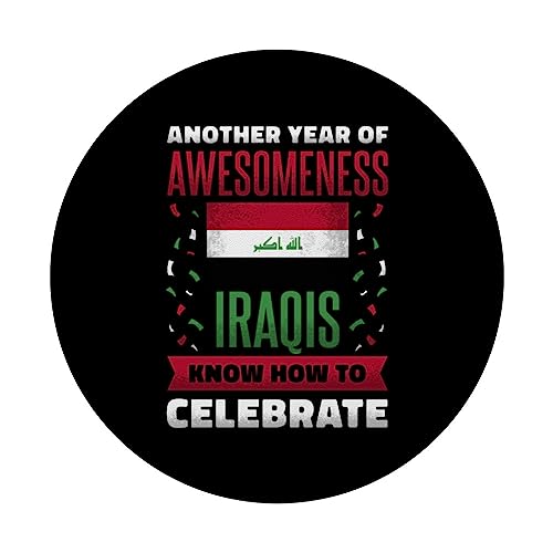 Iraq Iraqi Roots Iraqi Heritage Proud Iraqi Flag PopSockets Swappable PopGrip, Black - Image 3