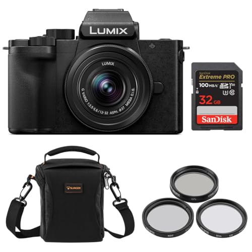 Image of Panasonic LUMIX DC-G100D Mirrorless Camera with G Vario 12-32mm f/3.5-5.6 OIS Lens, Bundle with 32GB Memory Card, 37mm Filter Kit and Shoulder Bag