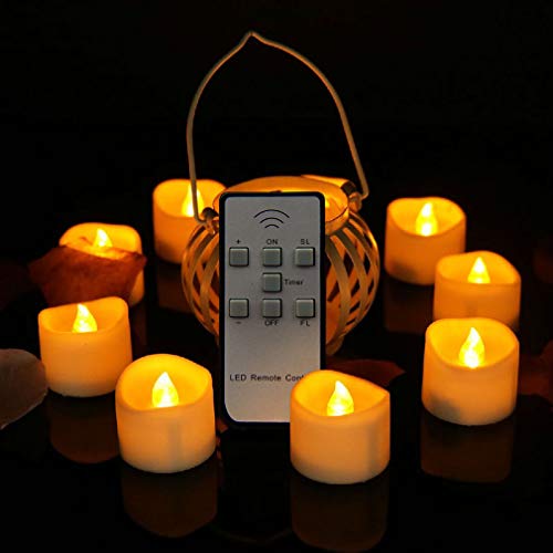 Flameless Candles Tea Light with Remote&Battery Operated Up to 200 Hours,Decorative LED Flickering Timer Votive Electric Night Lamps for Indoors or Outdoors,Churches,Home Decor (6 Pack)