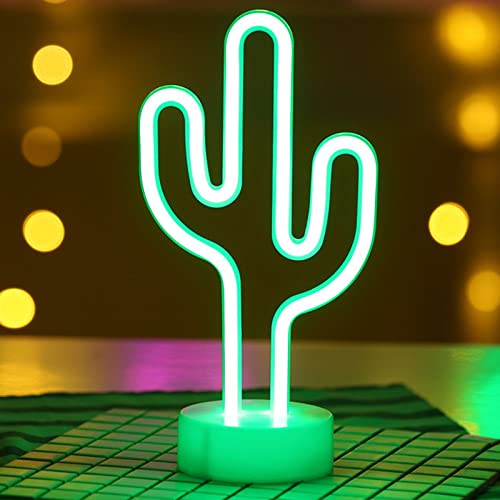 Enseigne Lumineuse au Néon à Piles Cactus Decoration LED Décoration Murale Veilleuse Lampes Décoratives pour Noël Anniversaire Cadeau Fête Maison Mariage Bureau