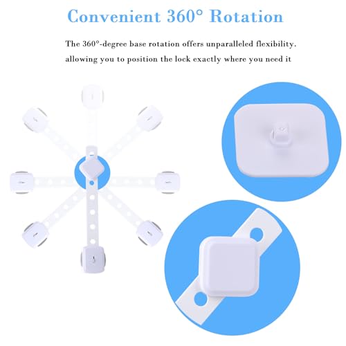 Image of Fursafe&Q Cabinet Locks Baby Proofing, Baby Drawer Safety Locks -Adhesive Child Safety Lock Straps Adjustable Door Latch for Fridge Toilet Oven No Drill Furniture Kitchen Lock