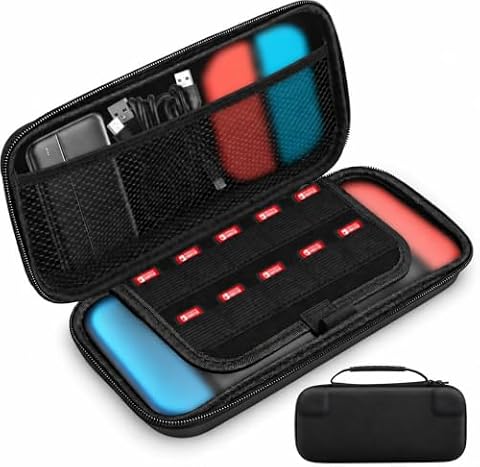 Torba kompatybilna z Nintendo Switch i New Switch OLED, twarda obudowa ochronna dla Nintendo Switch, pasuje do konsoli i jej akcesoriów - kolor czarny