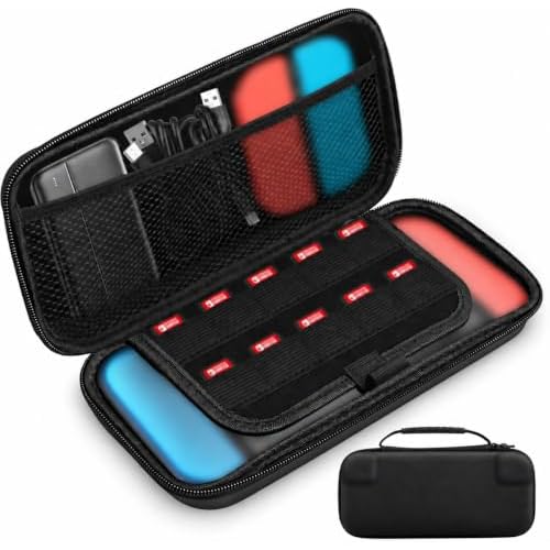 Lrocotanc Hartschalen-Transporttasche für Nintendo Switch und Switch OLED – Switch Tasche – Switch OLED Tasche – Switch Tasche – Mit 10 Spielekartenfächern und Zubehöraufbewahrung