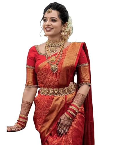 Image of Women's Jangla Pattern Banarasi Soft Silk Saree with Unstitched Blouse Piece and Jacquard Weave Type