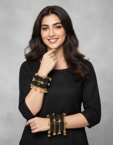 Image of Kashmiri Ghangharoo Glass Bangle Set for Women| Light Weight Bangles | Traditional Transparent Fancy Glass Chudi Set for Wedding, Party.