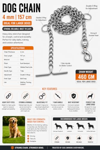 Image of RvPaws Belt Combo - Nylon Collar with 63-Inch Heavy Chain | Adjustable Pet Collar and Leash Set for Medium & Large Dogs (Orange, 1.25 Inch)
