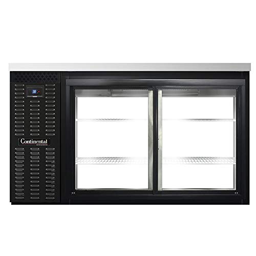 Continental Refrigerator BBC59-SGD-PT Two Section Sliding Glass Door Refrigerated Pass-Thru Back Bar Cooler, 59