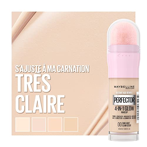 Maybelline New York - Perfecteur de Teint Illuminateur 4-en-1 - Base/Correcteur/BB Crème/Enlumineur - Fond de Teint Instant Glow Perfector 4-in-1 - Teinte : Fair Light (00) - 20 ml