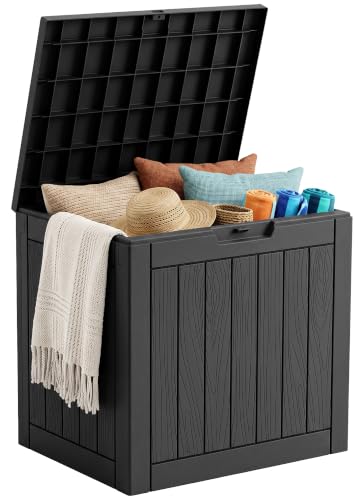 ATMELT 35 Gal Outdoor Storage Box,Weatherproof Deck Box,Black