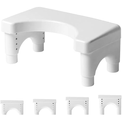 Toilet Stool,Poop Stool Adult for Bathroom Toilet Stool Squat Adult (White, Plastic Feet) Cover