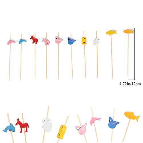 ManYee 200 Pcs Cocktail Picks Bamboo Cocktail Picks Toothpicks 4.72 Inch Fruit Kabob Skewers Sticks Food Sticks for Party Drink Fruit Dessert Appetizer
