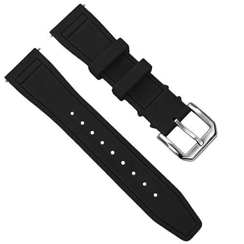 HiCycle2 Rubber Watch Band Strap Replacement For IWC Pilot Portuguese Schaffhausen 20mm 21mm 22mm Quick Release Watch Strap (Black, 20mm)