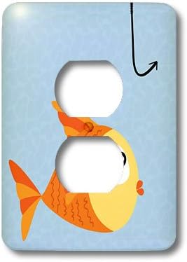 3dRose Gone Fishing Cute Fish and Hook 2 plug outlet cover image 5