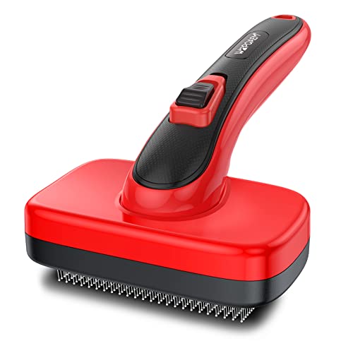 WOPQAEM Dog Brush, Self Cleaning Slicker Dog Brush for Shedding & Grooming Short or Long Haired Cats, Furminator for Pets Pink