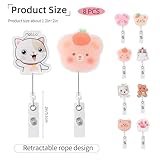 8 Pcs Retractable Badge Reel Holder, Cute Cartoon Animal Designs ID Holder with Clip, Fun Bear, Cat, Bear Paw Badge Reels for Nurses, Doctors, Teachers, Office & Hospital Staff, Nursing Students - Image 2