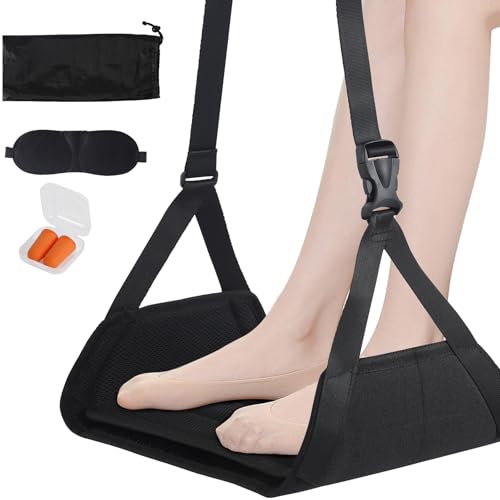 Reposapies Avion,ÚLtima Versión De Su Reposapies De Oficina Portátil,Equipado Con Un Panel De Soporte Independiente De Bambú Y Correas De Nailon,Reposapies Salon Para Viajes Accesorios, Oficina