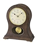 Seiko Orologio da camino, analogico, quadrante crema, cassa in legno, movimento al quarzo, sveglia, retroilluminazione, alimentato a batteria