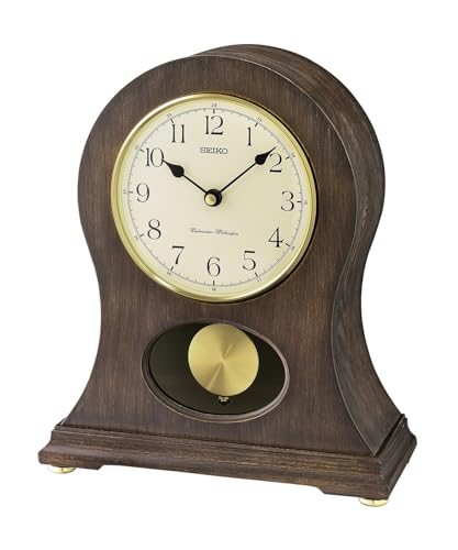 Image of Seiko Mantel Clock, Analogue, Cream Dial, Wooden Case, Quartz Movement, Alarm, Backlight, Battery Powered
