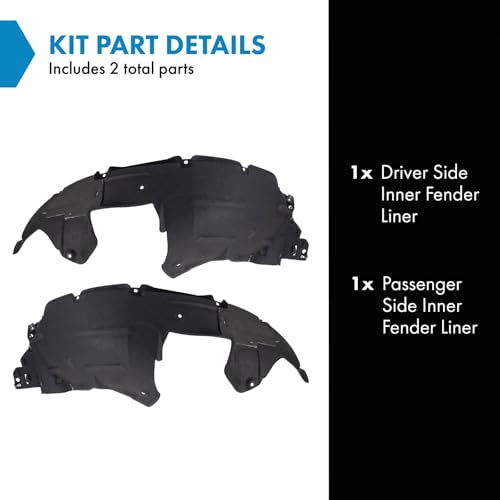 Image of TRQ Inner Fender Liner Set Compatible with 2016-2018 Honda HR-V HO1248171 HO1249171