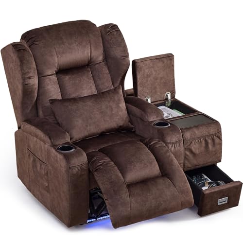DRMBOOK Power Recliner with Console Wall Hugger Sofa