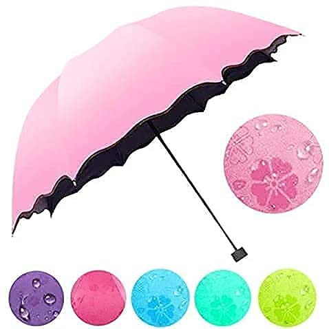 Fancy Magic Umbrella Color Changing Flower Print 3 Fold Rain & Sun Umbrella for Men Women Kids UV Protection Portable Folding Travel Umbrella-image-0