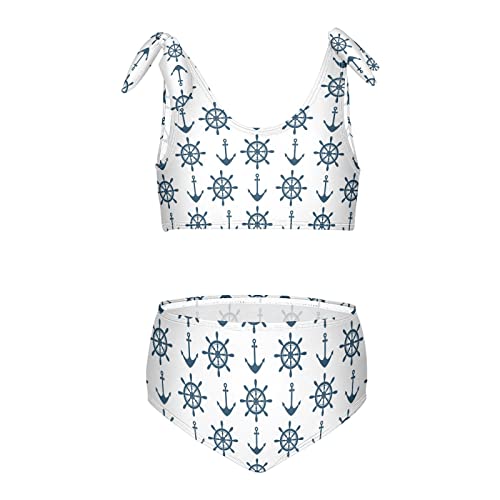 Image of Raccoon and Paw Print Pattern Girls Bikini Sets 2 Piece Swimsuits Bathing Suit Swimwear