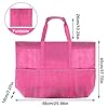 Czemo Grand Sac de Plage en Maille avec Fermeture éclair,Fourre-Tout Anti-Sable Pliable Main Sac avec 7 Poches de Rangement pour Natation,Camping, Jouets,Unisex (Rose) #4