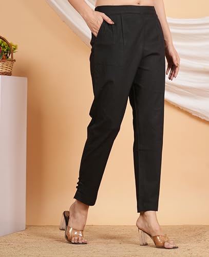 Image of Yash Gallery Women's Regular Fit Mid Rise Solid Lycra Trouser Regular Pants