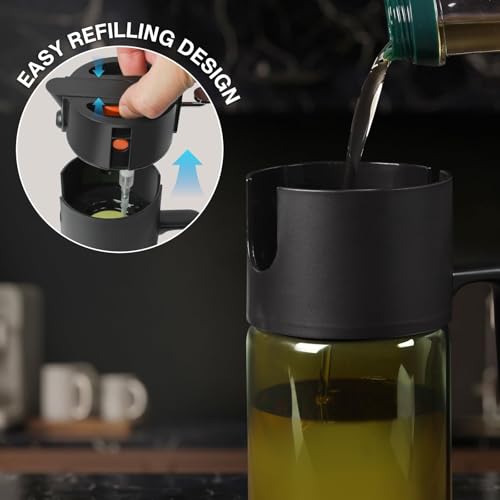 Gelibo 2-IN-1 Oil Sprayer for Cooking,Oil Dispenser for Kitchen,500ML,Black - image 8