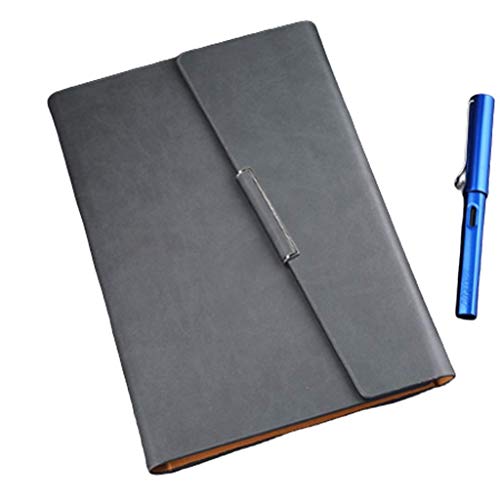 Linjolly ノートブック ワイド罫線入りノート、78枚、156ページ 9.25インチ×6.6インチ、3穴パンチ、ライティング&オフィスペーパー、大学に最適、A5ハードカバージャーナル(カラー: グレー)