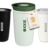 OXXIE Vaso Termo Cafe Para Llevar Pequeño 350ml, Vaso Termico, Aislamiento de Doble Pared, Taza de Cafe de Acero Inoxidable, Taza Termica con Tapa Hermetica, Reutilizable y Antigoteo (Verde Pastel)
