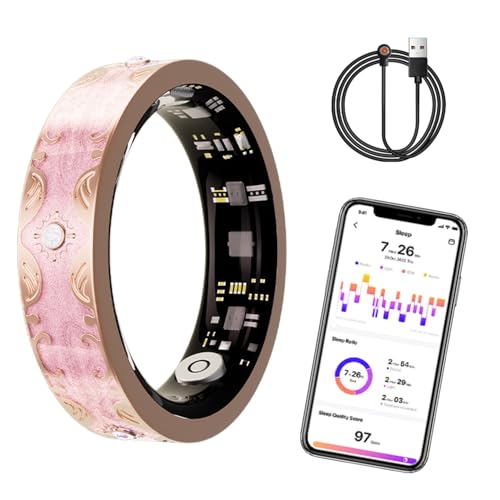 Bague connectée Bluetooth avec moniteur de fréquence cardiaque du sommeil rose