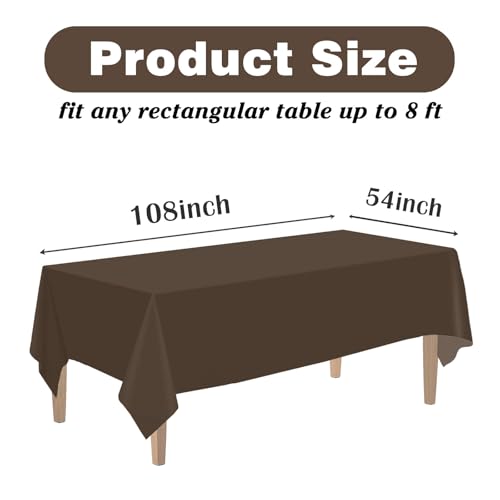 Image of Kopokita 6 Pack Brown Plastic Tablecloths Disposable 54 x 108 Inch