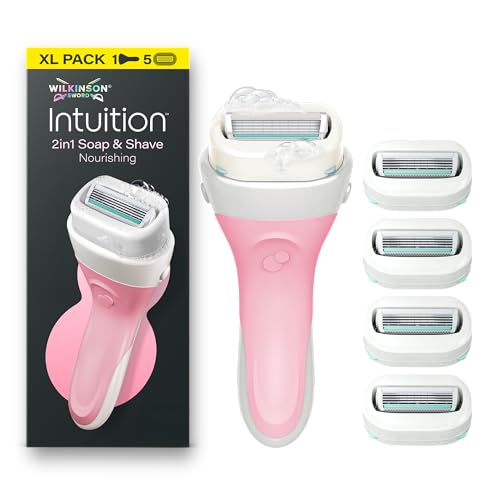 Wilkinson Sword Intuition Soap & Shave Nourishing Women's Razor, 5 Refills