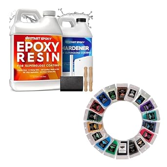 Upstart Epoxy Bundle - Table Top Epoxy Resin with Hardener -1 Gallon and Mica Powder 18pcs Set of Pigments, Countertop, Wood, Arts and Crafts, Color Pigment, Jewelry Making