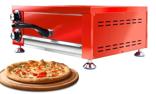 Máquina eléctrica para pizza, temperatura ajustable de hasta 300 °C con temporizador de 60 minutos, perfecta para hacer pizza rápida y fácil en interiores