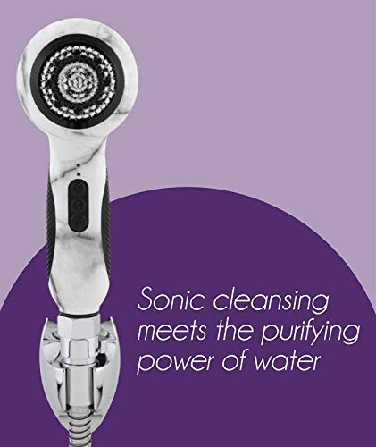 Michael Todd Beauty Hydrojet – Pore-Purifying, Facial Cleansing System - 6-Speed Detoxifying Brush for All Skin Types - 3-way Diverter, Shower Mount, 5' Shower Hose, Plumbers Tape & USB Charger