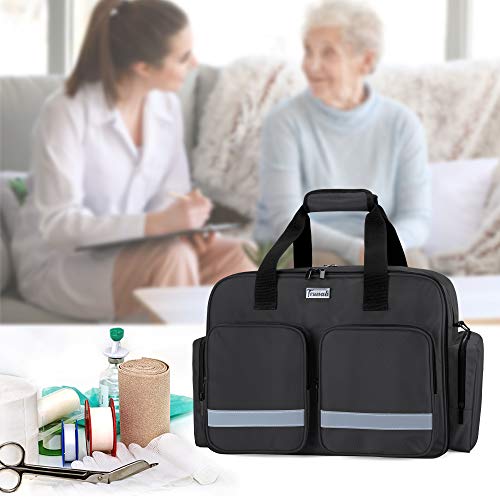 Trunab Medical Bag Empty First Aid Bag For Nurse, Doctor, Paramedic, Home Care Nurse Bag With Padded Layer For Laptop, Bag Only, Patented Design, Black #TOP6