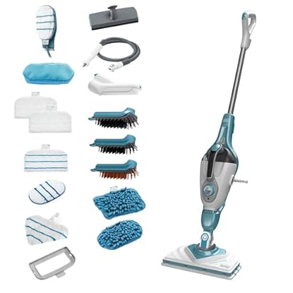 Foto di BLACK+DECKER Scopa a vapore multifunzione 2 in 1 con pulitore portatile, guanto STEAMitt e 17 accessori, BHSM1615DAM-QS