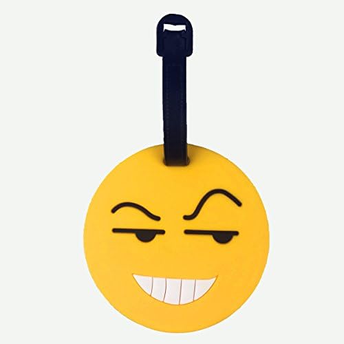 Travel Luggage Tags, Emoji Suitcase Travel ID Label Tags Holders, PVC Identifier Label Holders for Backpack(4 Pack Yellow)