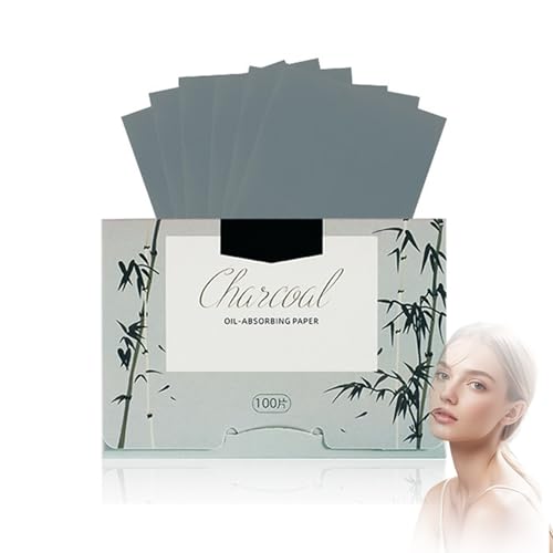 100 Sheets Bamboo Charcoal Oil Blotting Papers for Face – 9×6cm Ultra-Thin Green Tea Oil Control Film for Oily Skin – Portable Absorbing Sheets for Matte Finish, Daily Use (Bamboo Charcoal)
