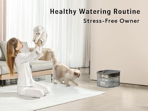 Petnology Cat Fountain for Drinking with Triple Filtration, Automatic Pet Water Dispenser 2.5L/84oz, Pet Water Fountain for Cats Kitten Dog, Filtered Cat Water Fountain Encourages Hydration, BPA-Free