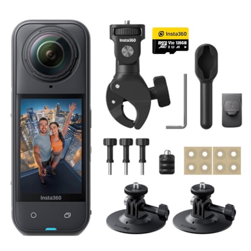 Image of Insta360 X5 Motorcycle Bundle- Waterproof 8K 360 Action Camera, Leading Low Light, Invisible Selfie Stick Effect, Rugged and Replaceable Lens, 3-Hour Battery, Built-in Wind Guard