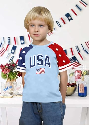 Image of CAZYCHILD Girls 4th of July USA Shirt American Flag Patriotic T-Shirt Independence Day Outfit for Kids 5-14Years