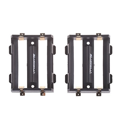 BCP 2PCS Black Color Plastic Double 26650 Battery Holder Case Storage Box